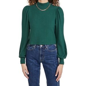 Reformation Jeans Cydney Top Mock‎ Neck Cropped Sweater Forest Green Size Small